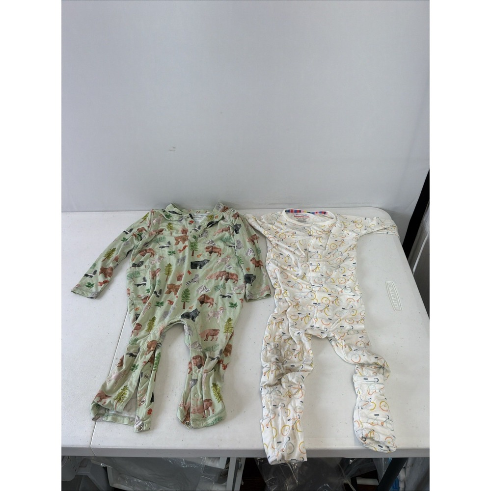 Lot of 2 Piece Magnetic Me Angel Dear Bamboo Pajamas Animals Bikes Sz 12-18 Mo